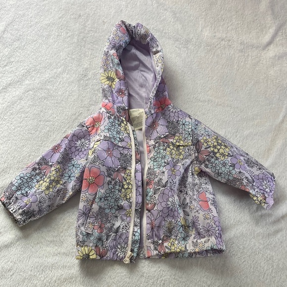 Floral Rain Coat with Hood Girl 6-9 Month - Picture 2 of 6